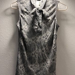 NWT Mossimo Sleeveless Women's Silk Blouse Top Shirt Bow Tie Snakeskin Pattern